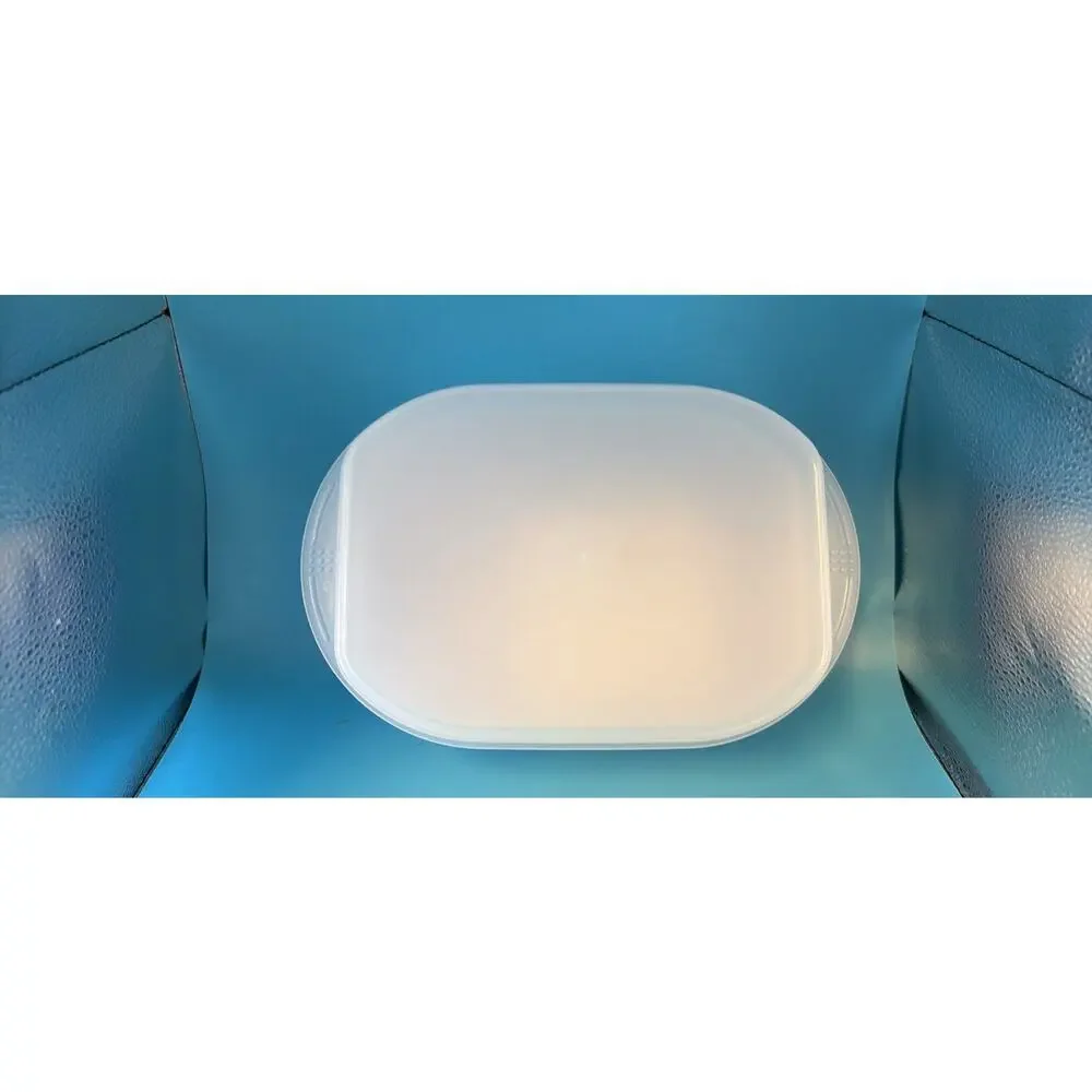 Tupperware 4-Piece Rectangular Plastic Containers Snap Lids White/Blue
